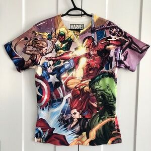 Marvel Comics, Double Sided, All Over Print,‎ Avengers, Superhero, T Shirt,  Sm